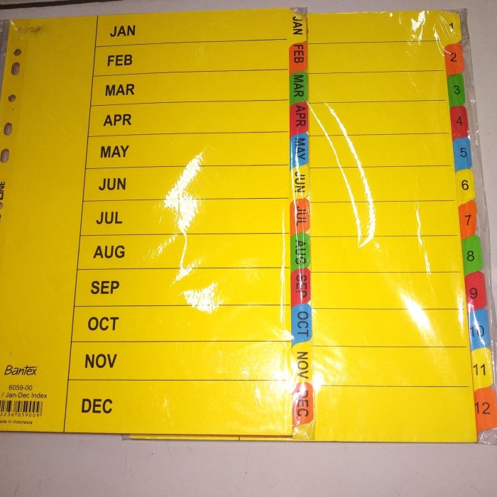 

Sale!!! Pembatas Buku/Divider Bantex Angka & Bulan/Divider Bantex 12 Pages Berkualitas