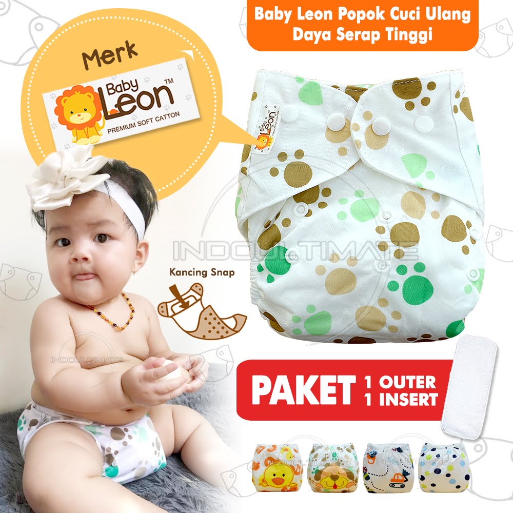 BABY LEON Clodi Popok Cuci Ulang Motif + FREE INSERT Cloth diaper Popok Kain Cuci Ulang Bayi Celana Popok Insert Cloth Diapers Daya Serap Tinggi