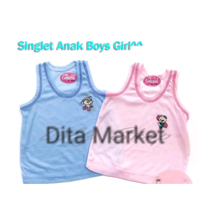 Singlet Bordir Anak Cewek Cowok / Kaos Dalam Anak Murah