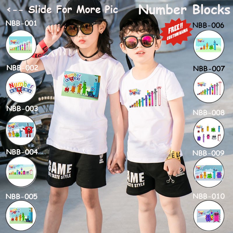 [FREE NAMA !!] Kaos Anak &amp; Family Number Blocks 100% COTTON PREMIUM