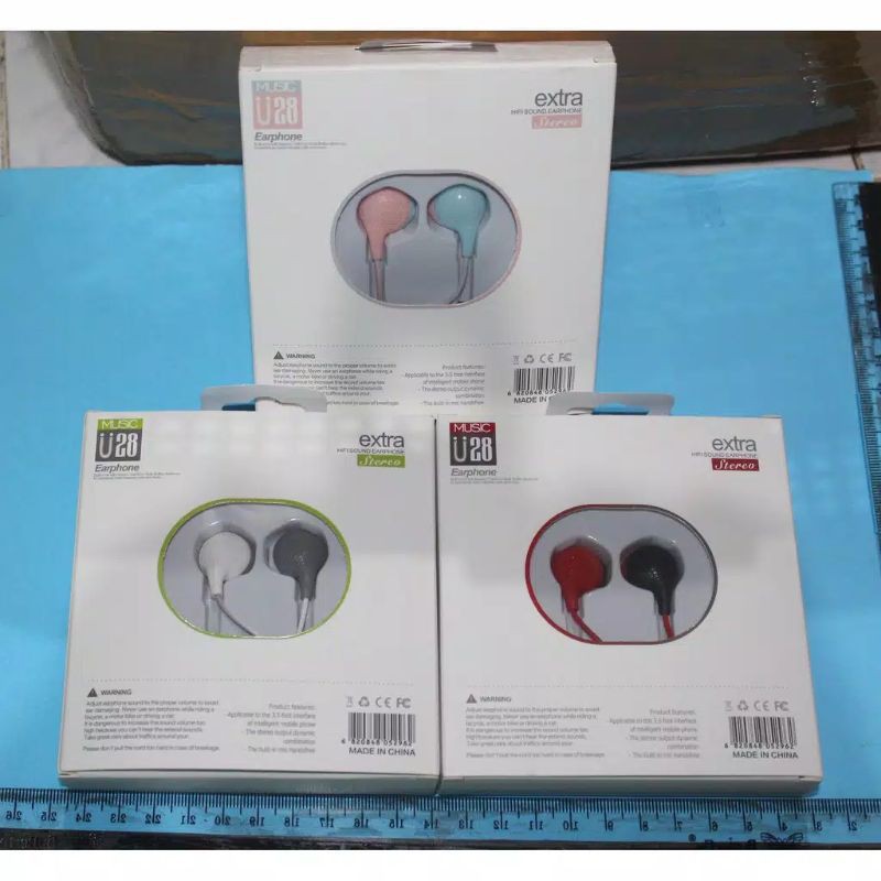 Earphone/Handsfree/Headset/Hf Macaron U-28 + MIC Double Colors