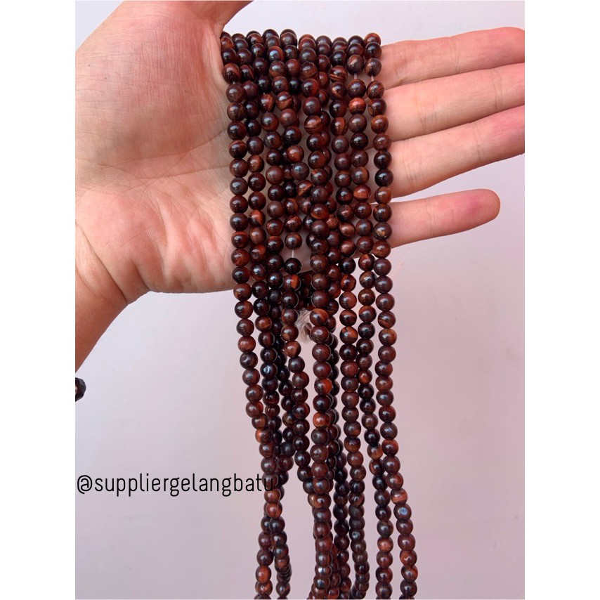 batu 6mm blackred tiger eye merah batu biduri sepah akik natural alam