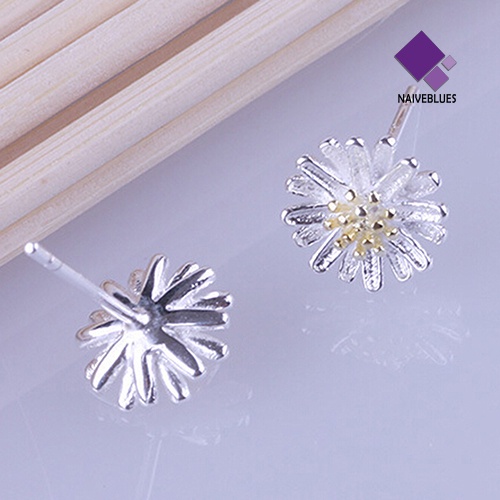 Anting Stud 925 Sterling Bentuk Bunga Matahari Daisy Untuk Wanita