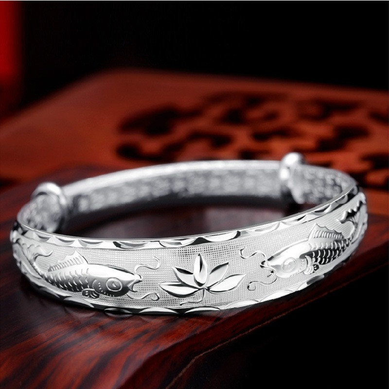 925 Sterling Silver Gelang untuk Wanita Bunga Crown Perhiasan