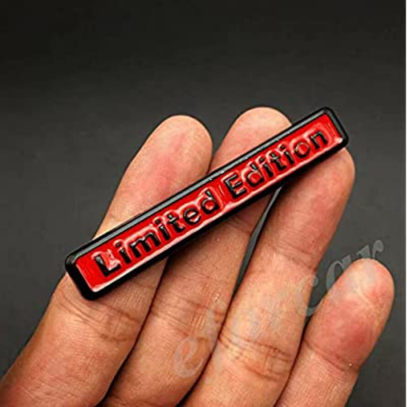 Emblem Limited Edition 3D Crom Bahan Logam Car Logo Tulisan Tempel Keren Eksterior Doubletape Variasi Aksesoris Universal Warna Hitam Merah