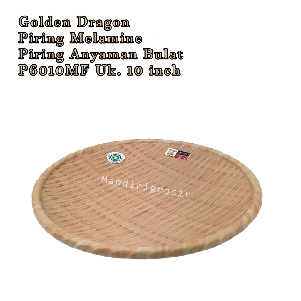 Golden Dragon * Piring Melamine * Piring Anyaman Bulat * P6010MF * Uk. 10 inch