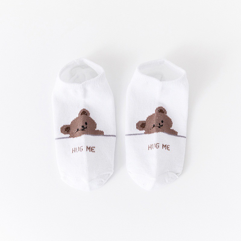 BEE - Kaos Kaki Ankle Cute Kaos Kaki Pendek Motif Animals Semata Kaki Import Murah SC - 23-ANIMALS PUTIH