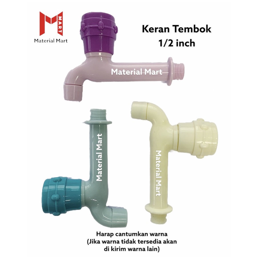 Keran Tembok PVC 1/2 Inch | Keran Taman 1/2&quot; | Kran Air Plastik Murah | Material Mart