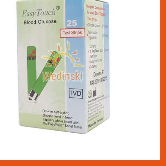 ☃ Easy Touch Strip Tes Cek Gula Darah Isi 25 Stik Gds Glucose EasyTouch ✈
