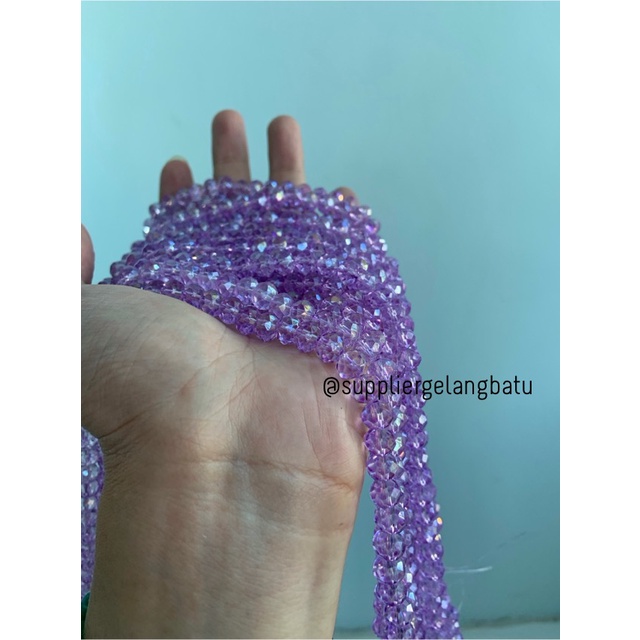 Crystal Ceko 8mm PURPLE QUARTZ ungu bening manik bakpao rondele craft