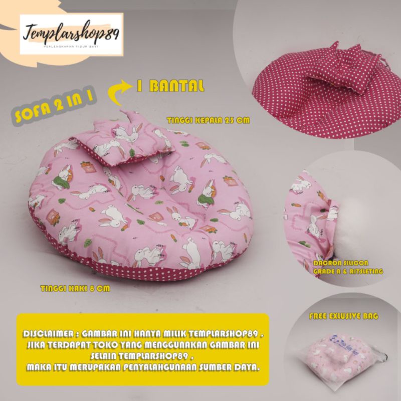 Sofa bayi / baby launger  FREE bantal mahkota bayi dan tas mika.-Kelinci pink sofa