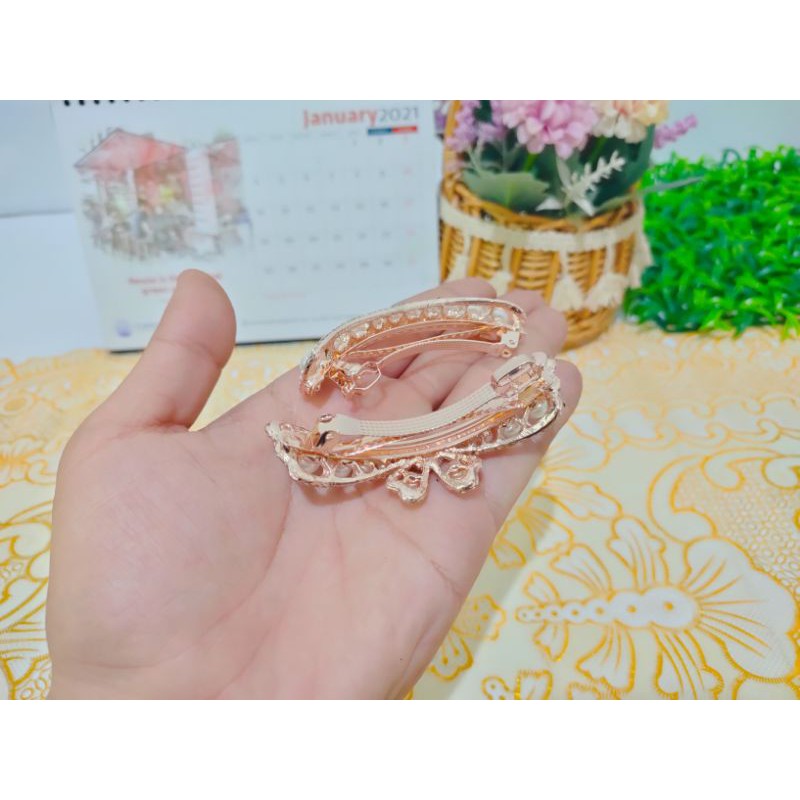 jepit rambut korea otomat mutiara zirkon baru JO24#