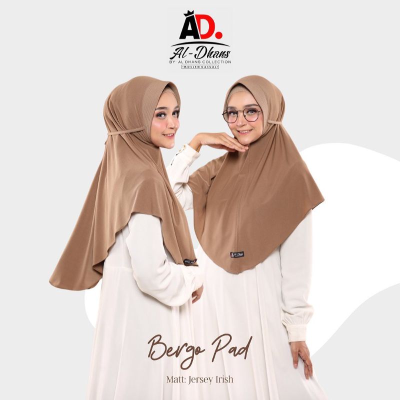 BERGO PAD ori Al-Dans Hijab Instan Simple Polos Tali Belakang