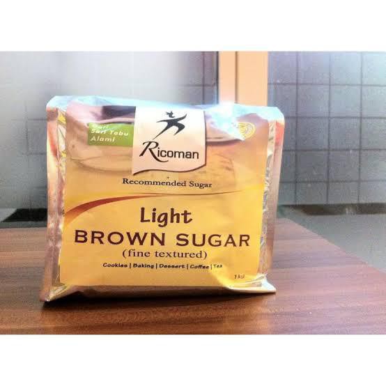 

Light Brown Sugar Gula RICOMAN 1Kg (Bubuk Caster Kastor Halus Powder)