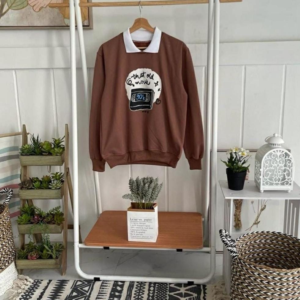 R.A - OLD MOVIE SWEATER Fashion Outerwear Sweater B Wanita Remaja Muslim MATT FLEECE TEBAL Pum Kombi