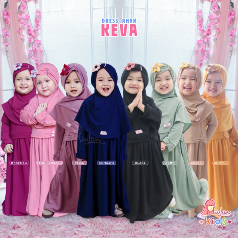 Dress Anak Keva Miulan Kids Setelan Gamis 3-5 Tahun Dress Muslim Anak Terbaru