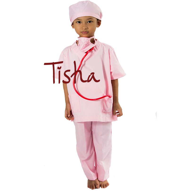 BAJU PROFESI DOKTER BEDAH UK 4  UMUR  4 SD5 TAHUN UNTUK ANAK PINK