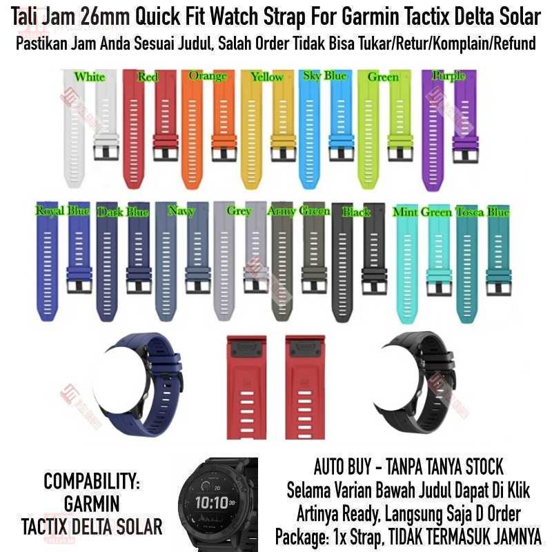 EQF Watch Strap Garmin Tactix Delta Solar - Tali Jam 26mm Quick Fit Rubber