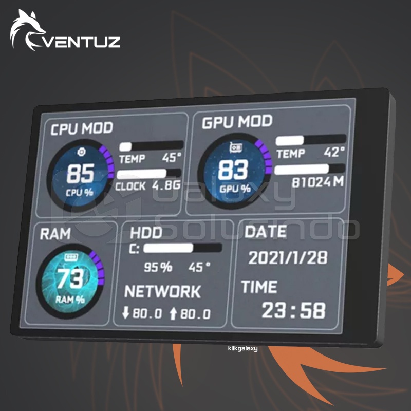 VENTUZ LOOP 3.5&quot; IPS LCD Monitor for Aida 64 USB to Micro - Aida64