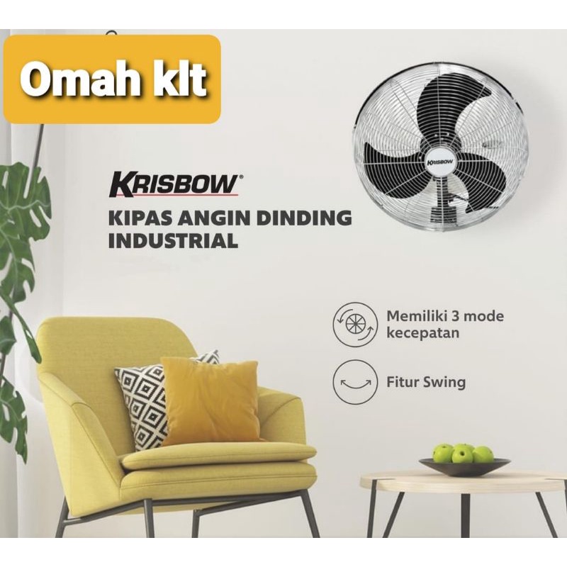 kipas angin dinding besi krisbow wall fan 18 inc