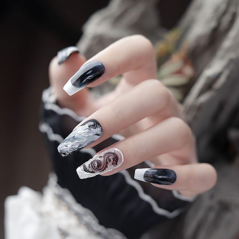 MXBEAUTY Self-adhesive Nail Decals Happiness Motif Naga Salon Kuku Nail Art Sliders DIY Stiker Kuku Manicuring Sticker