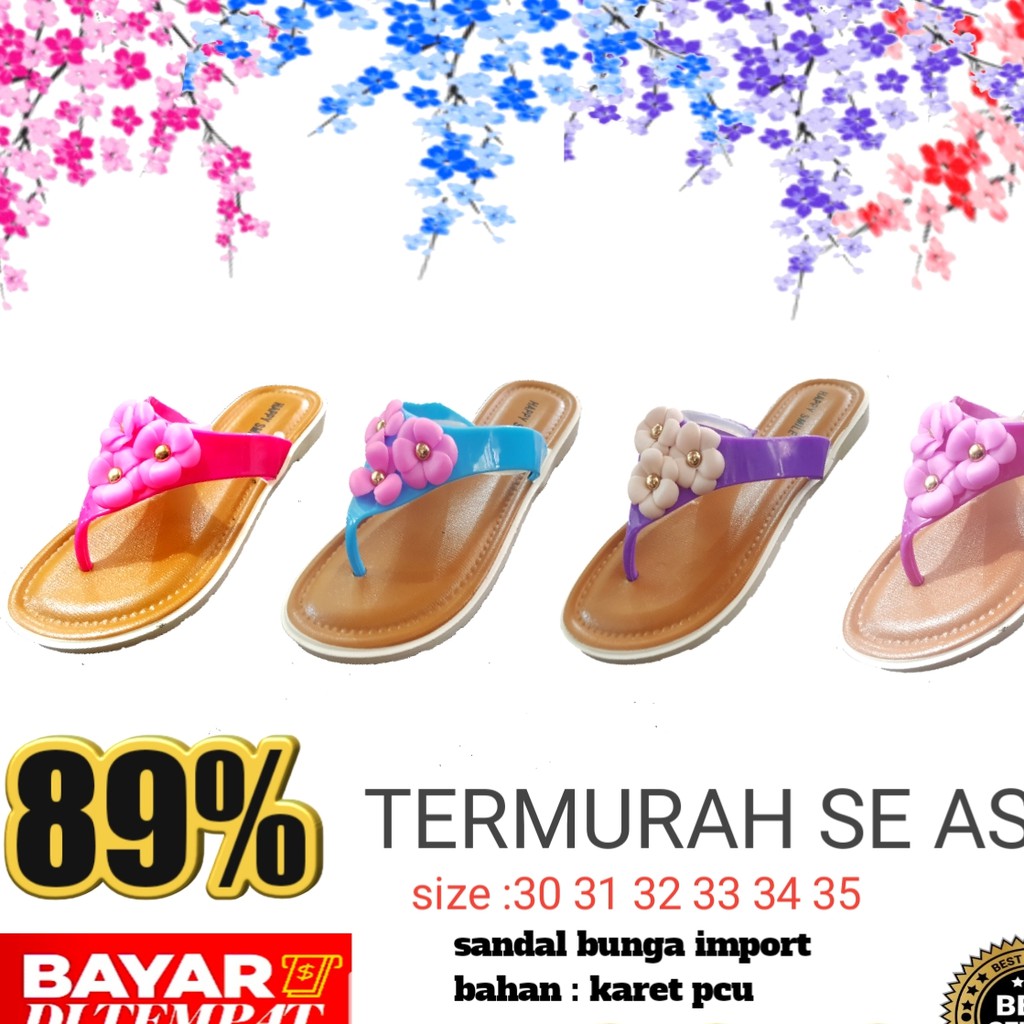  SANDAL  JELLY ANAK BUNGA TENGAH SANDAL  MURAH SANDAL  KARET  