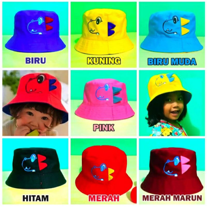 topi anak T-REk topi model Bucket Dinosaurus