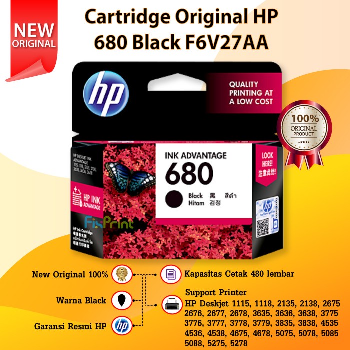 Cartridge Recycle HP 680 Color , Tinta Printer HP Deskjet 1115 2135  All-in-One Murah