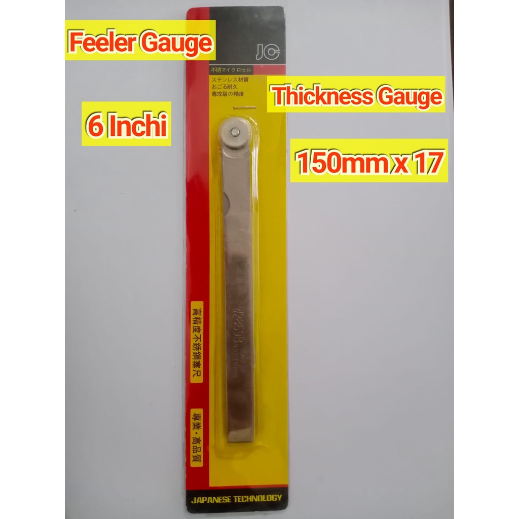 FEELER FULLER GAUGE 150MM 6 INCI 17 BLADE / Thickness Gauge 150 mm 6&quot;