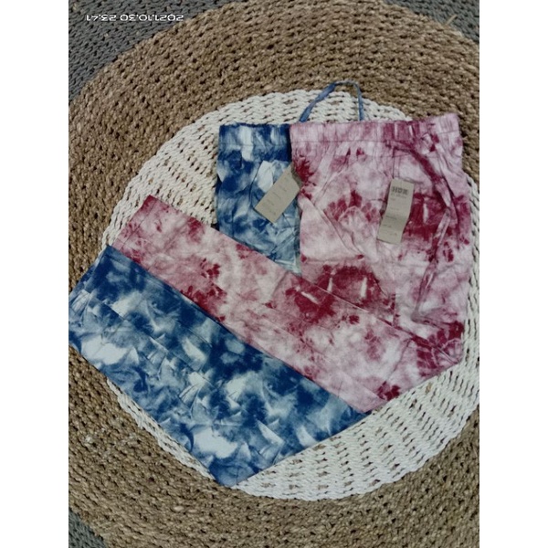 Celana Tidur Panjang Wanita Katun Rayon Motif Tie Dye