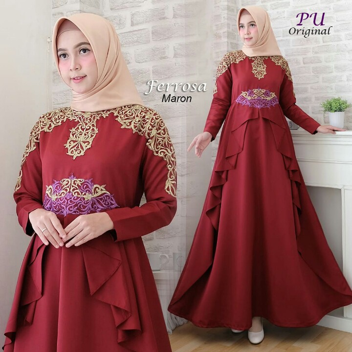 Maxi Dress Long Dress Gaun Pesta Dress Brukat Gamis Brokat Pesta Wanita Fashion Wanita