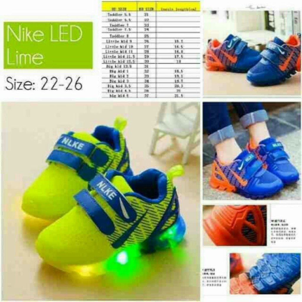 Yi NLKE AIR BESTSELLER!! sepatu anak lampu led laki 