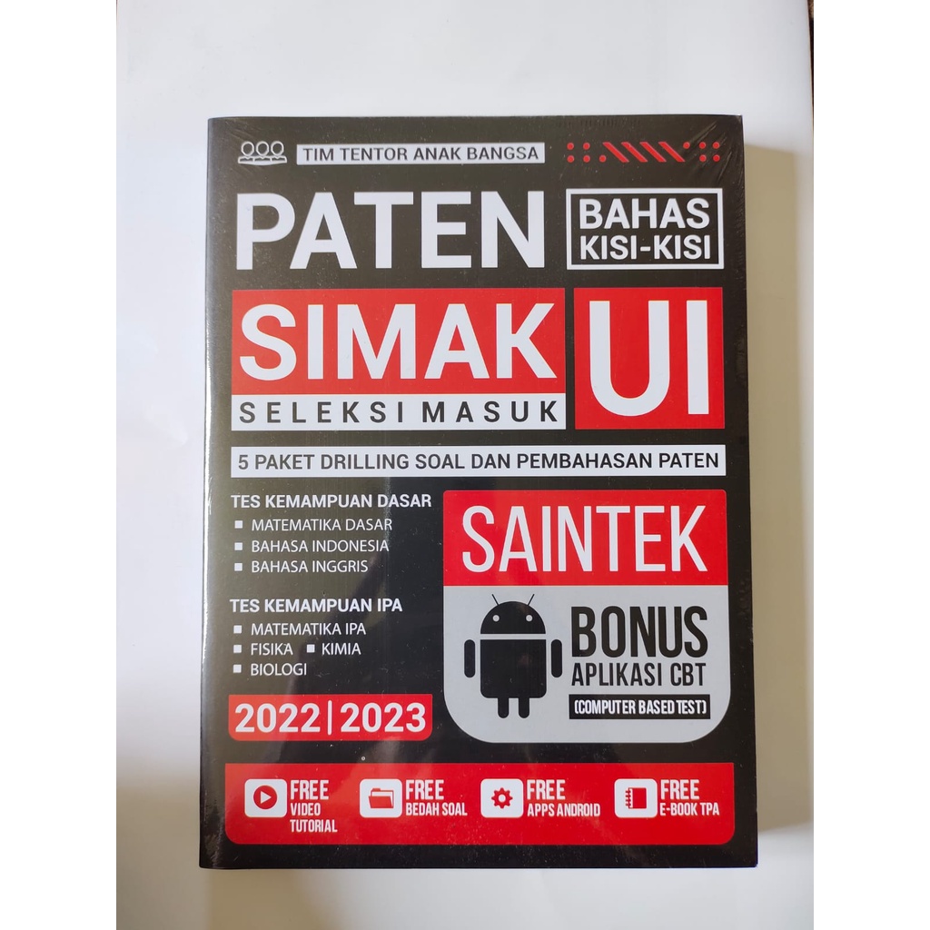 Buku Paten Bahas Kisi-Kisi SIMAK UI SAINTEK 2022/2023 - Tim Tentor Anak Bangsa | Buku Kuliah UI Buku