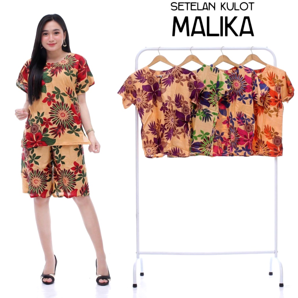 BAJU TIDUR WANITA SETELAN ONESET PIYAMA KULOT KEKINIAN  BUSUI BUMIL ( SHABBY LEBAH AURORA MACAN HALIMA KAKTUS MALIKA SAYUR )-KULOT MALIKA