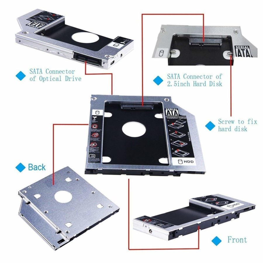 HDD HARDISK HARIDDISK Caddy 9.5 mm SATA to DVD To HDD (SSD CADDY)