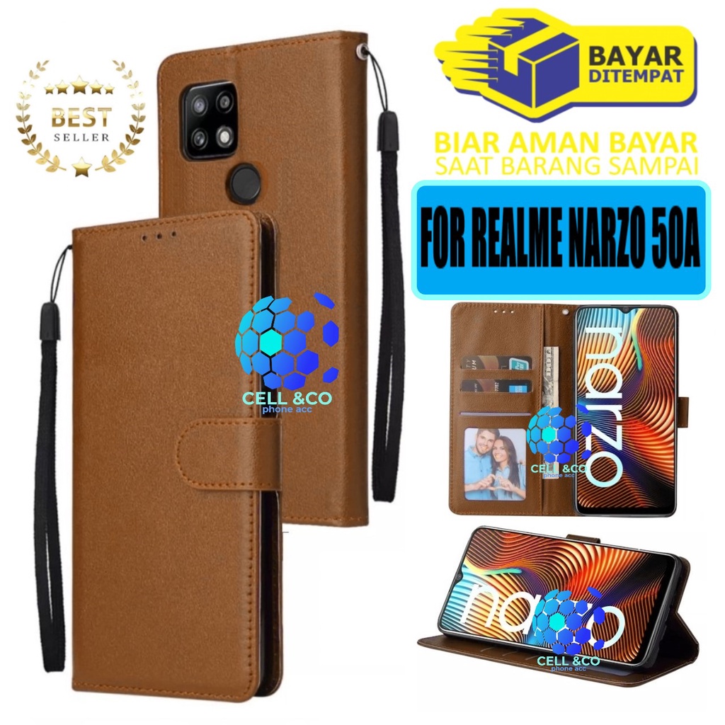 Flip cover REALME NARZO 50A Flip case buka tutup kesing hp casing flip case leather wallet