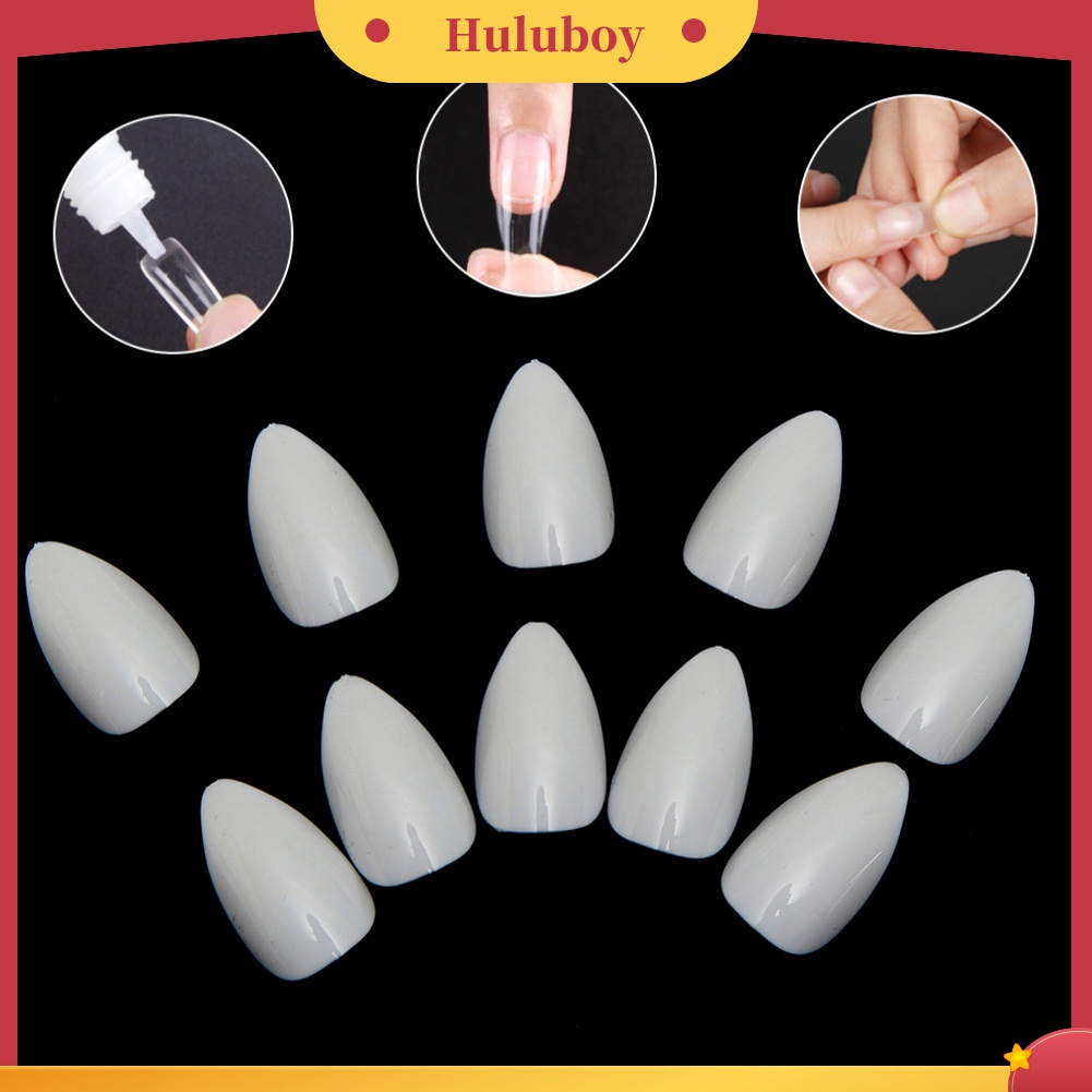 Huluboy Huluboy♡ 500pcs Kuku Palsu Bentuk Oval Untuk Manicure