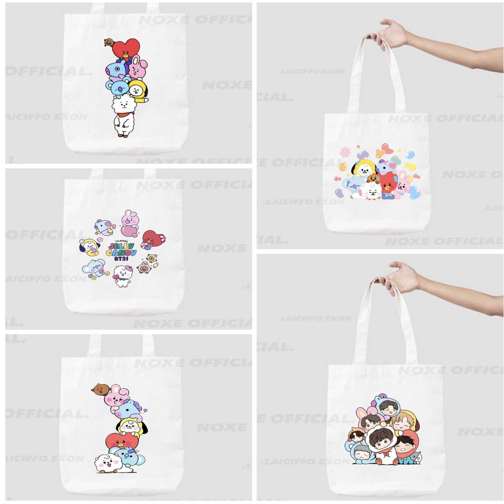 TOTE BAG KANVAS PRIA DAN WANITA CHIBI BBT21 / KPOP KOREA / IDOL KOREA / ICON KARAKTER BOYBAND KOREA