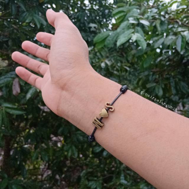 Love Bronze Bracelet Gelang Nama Gelang Inisial Custom Handmade [Kode Model : G147]