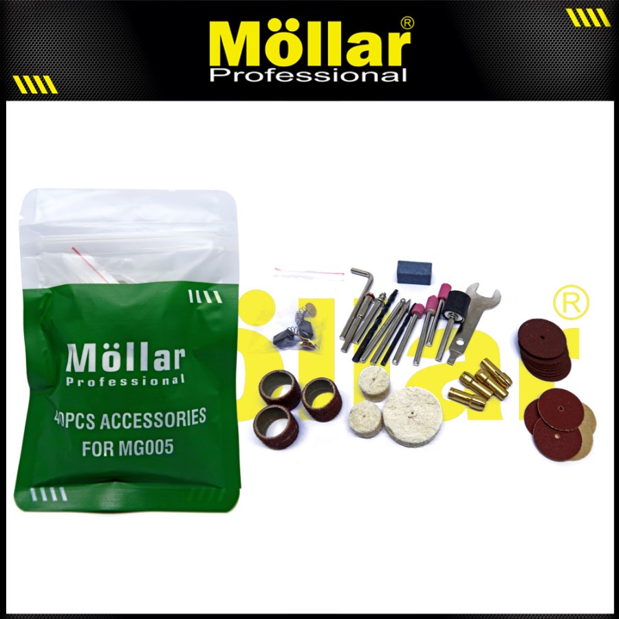 MOLLAR 40 PCS SET AKSESORIS MATA TUNER BOR MINI DIE GRINDER GERINDA