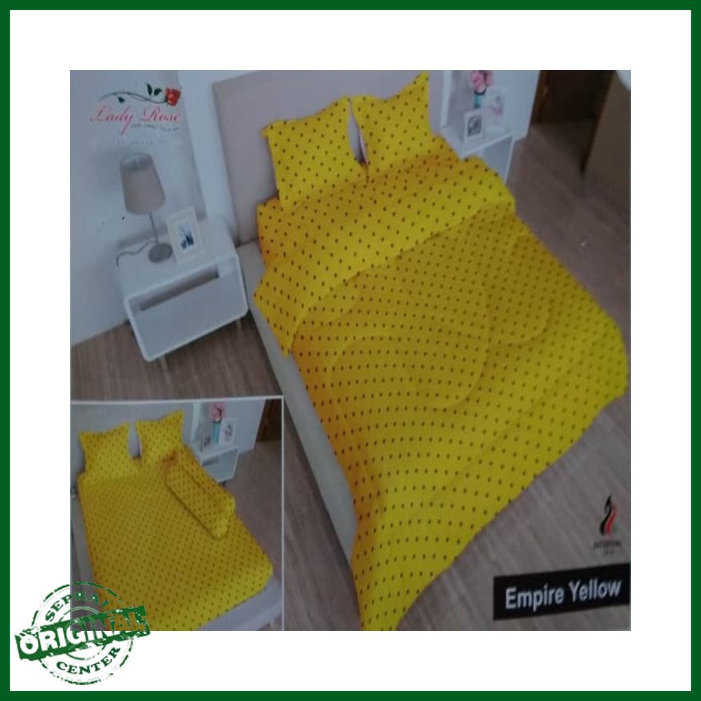 SEPREI LADY ROSE / SPREI LADY ROSE EMPIRE YELLOW QUEEN 160 No.2 SEPRAI KUNING POLKA HITAM