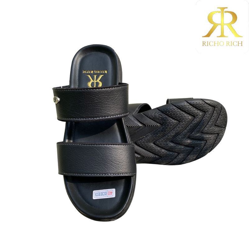 Sandal Slop Pria RICHO RICH ORIGINAL - Bahan Kulit HARGA KUALITAS PREMIUM