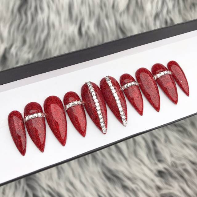 Kuku palsu wedding merah / fake nails / nail art