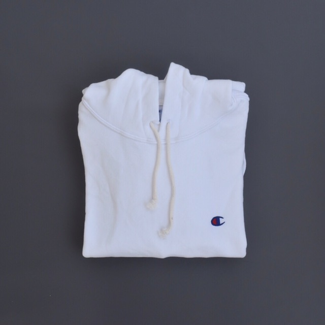 white and blue champion hoodie