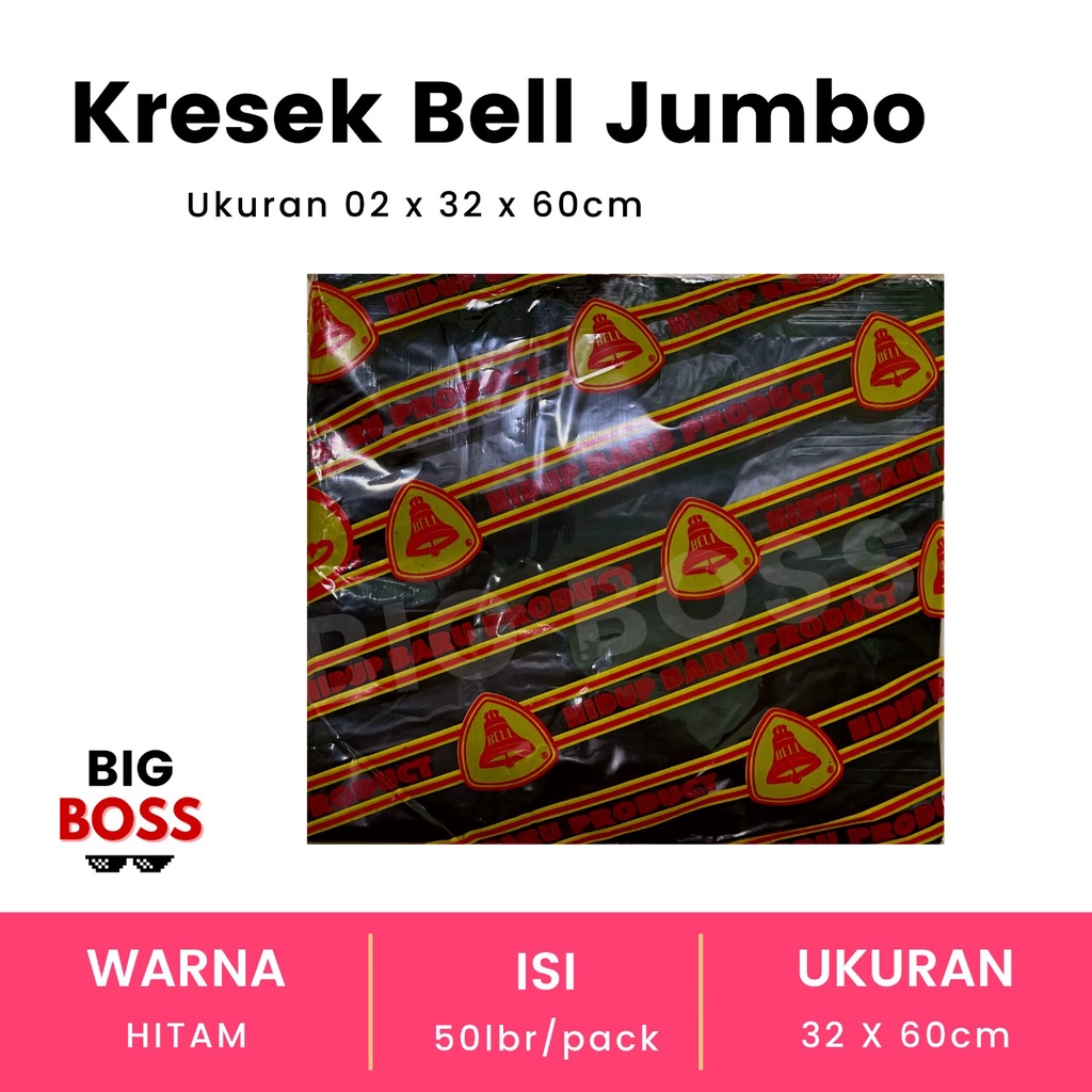 [ISI 50 LBR] Kantong Kresek Super Bell Hitam Putih Jumbo 35cm
