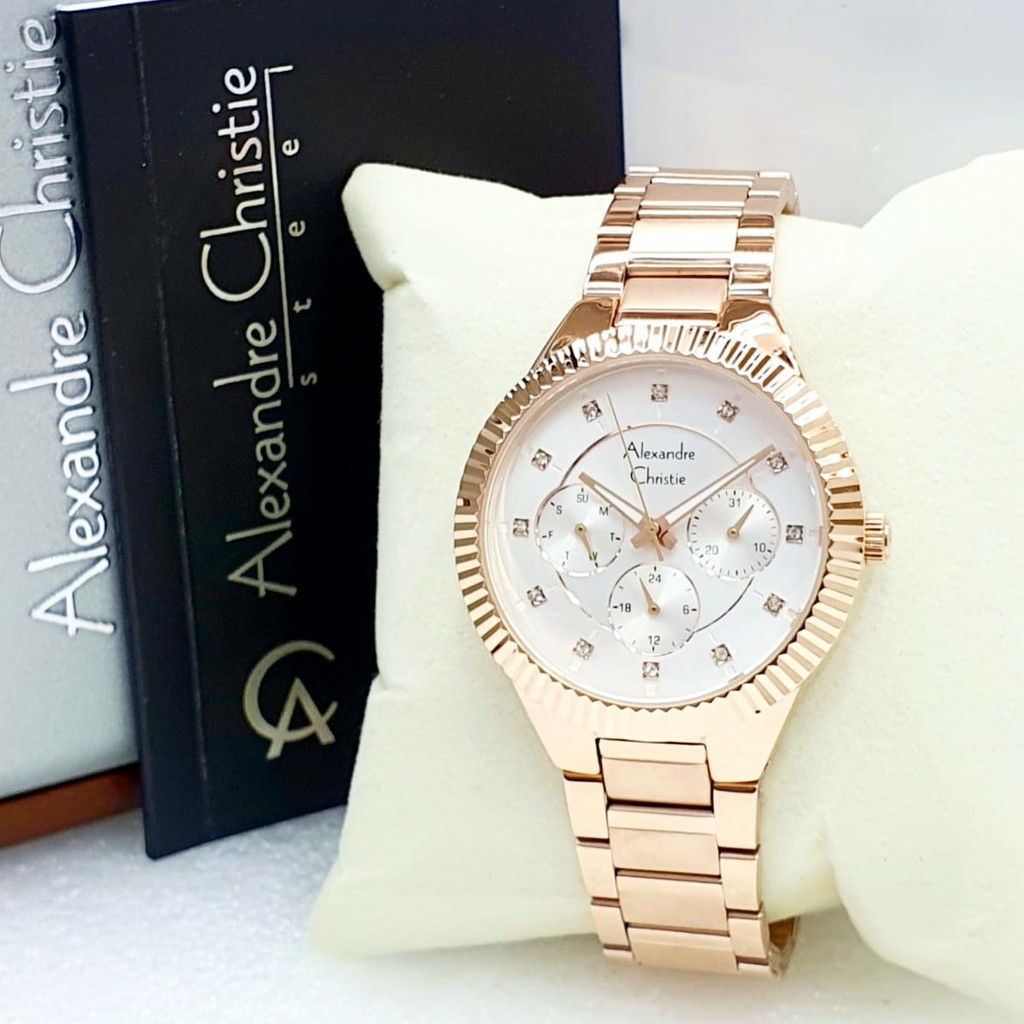 AC alexandre Christie AC 2900 wanita original Stainless steel rose gold putih