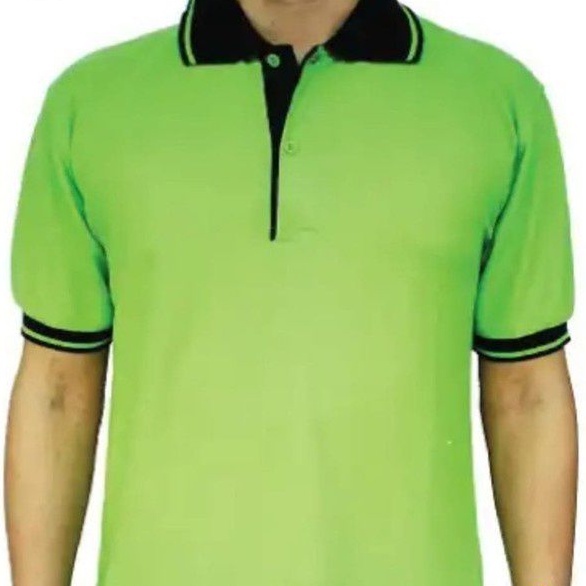 Kaos Polo Shirt , Polo Shirt Pria , Kaos Polo Kombinasi Hijau Stabilo