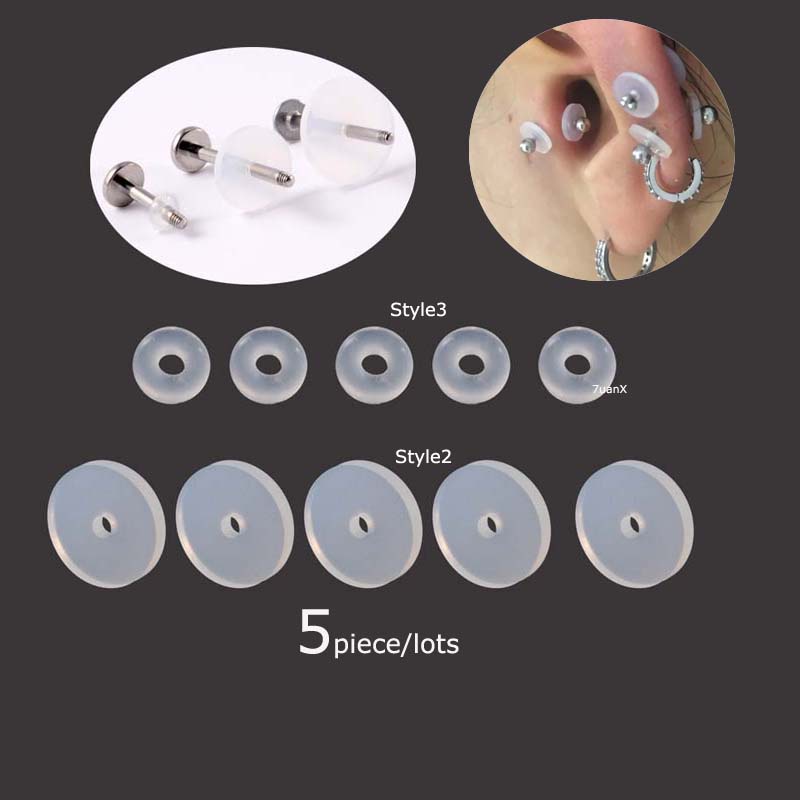 5 Pieces Transparent Piercing Healing Silicone Pads for Fixing Back of Earrings