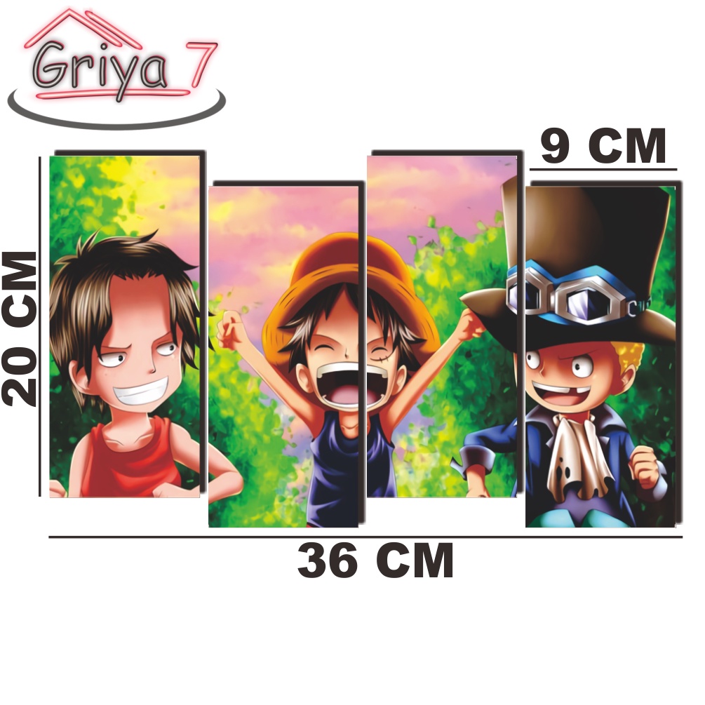 SATU SET HIASAN DINDING ONE PIECE POSTER KAYU DEKORASI KAMAR ANIME