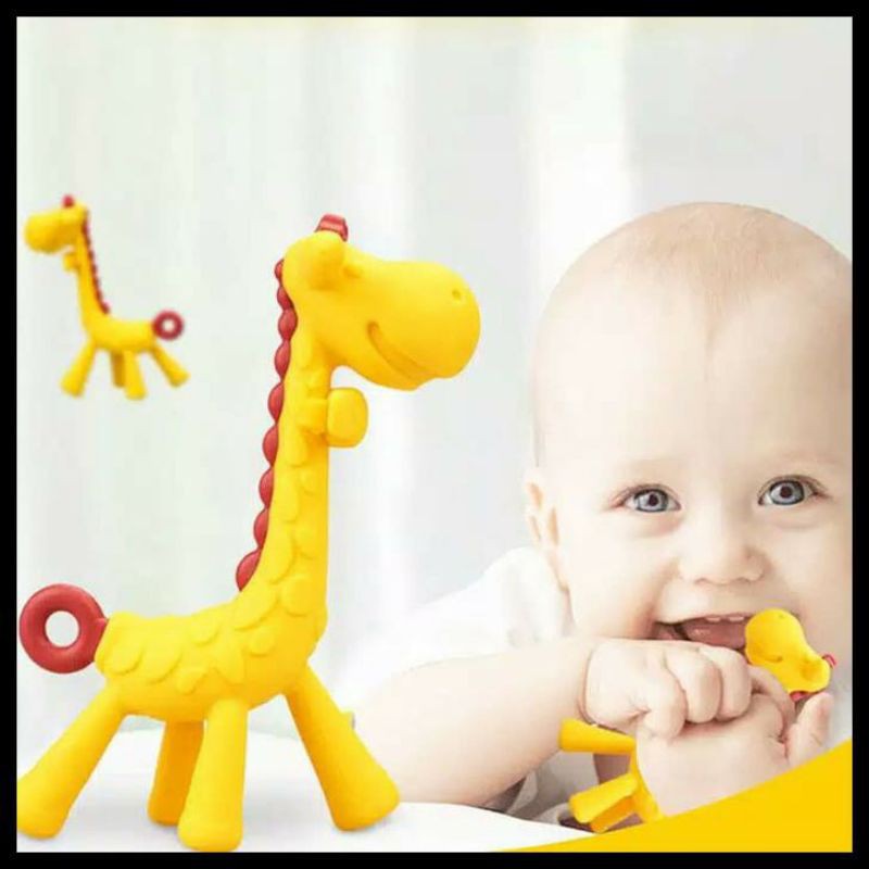 Teether Jerapah Giraffe Mainan Gigitan Bayi Bentuk Jerapah